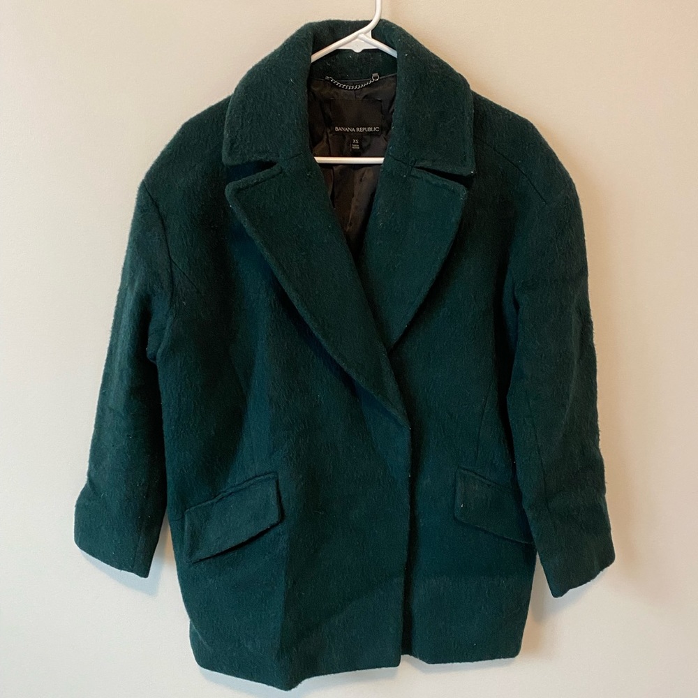 Banana Republic Oversized Green Pea Coat (Size XS)